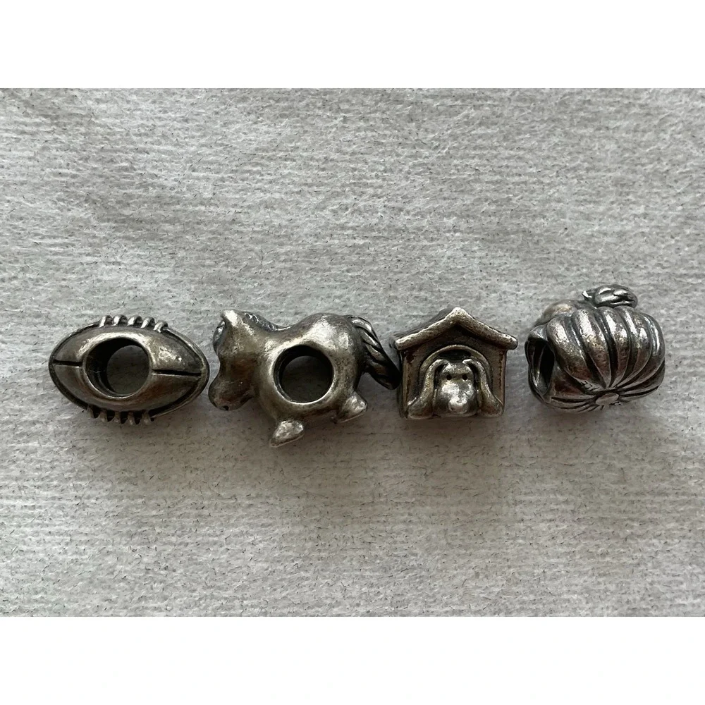 Pandora ALE 925 Sterling Silver Lot Of 4 Charms Football Doghouse Cat